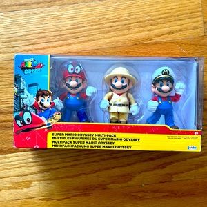 Super Rare!! Jakks Trio Super Mario Odyssey Figures: Explorer, Cappy & Captain
